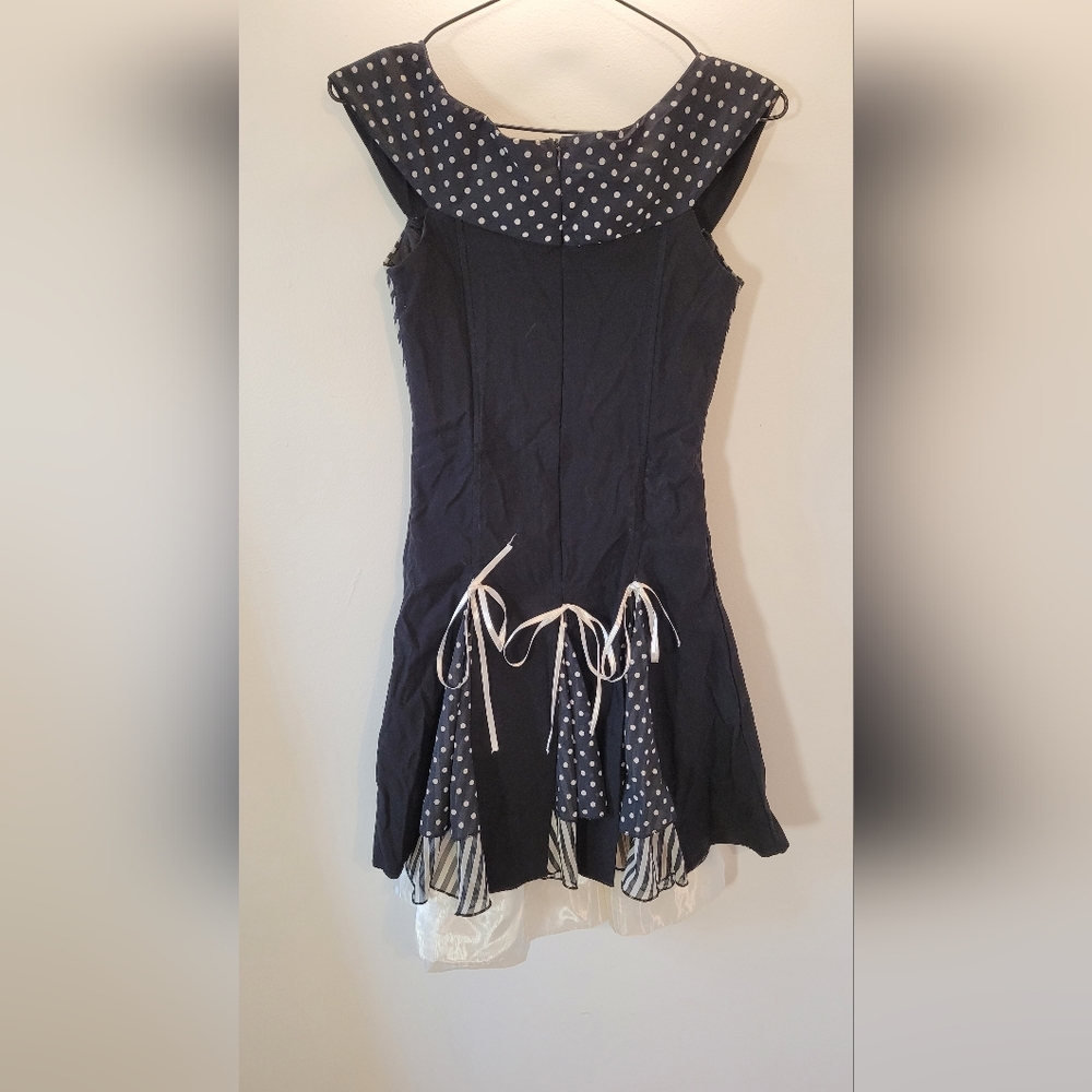 Just Side Whimsygoth Y2k Polka Dot and Striped Mini Dress - S - Picture 6 of 8